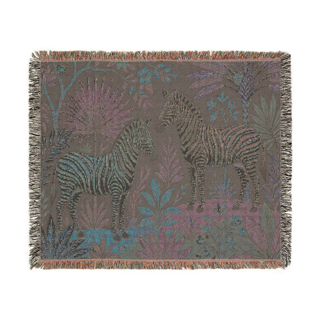 Jungle Zebra Tapestry Woven Blanket | Safari Animal Throw