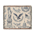 Patriotic Icons Woven Blanket | Statue of Liberty Eagle Capitol Flag USA 250 Throw 4th of July