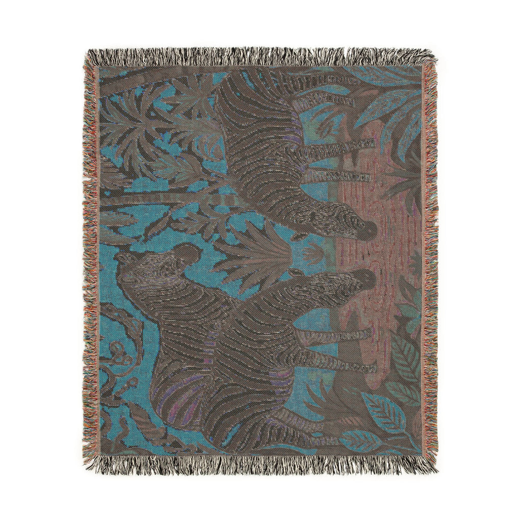 Zebra Tapestry Woven Blanket | Safari Animal Throw, Decorative Fringe Blanket