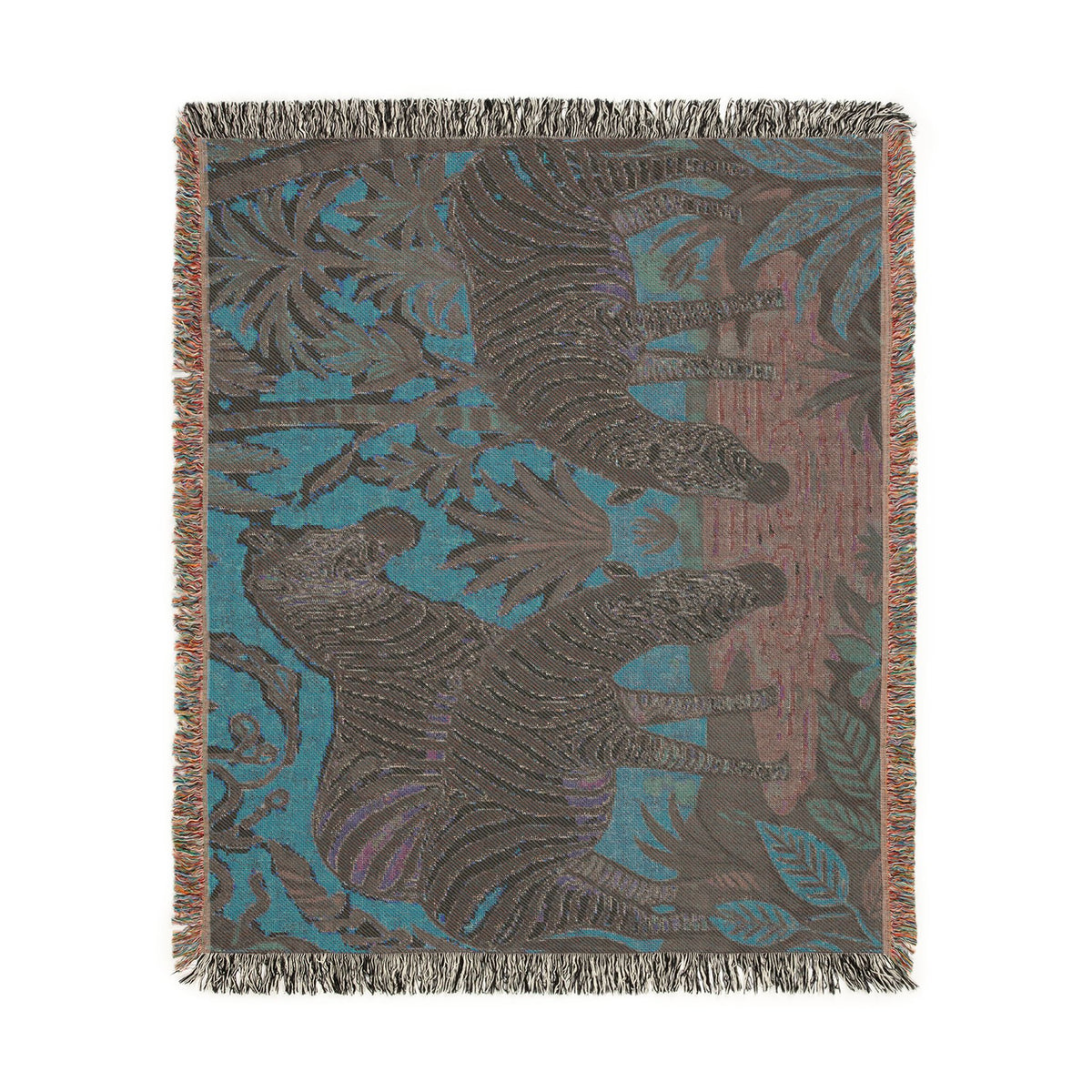 Zebra Tapestry Woven Blanket | Safari Animal Throw, Decorative Fringe Blanket