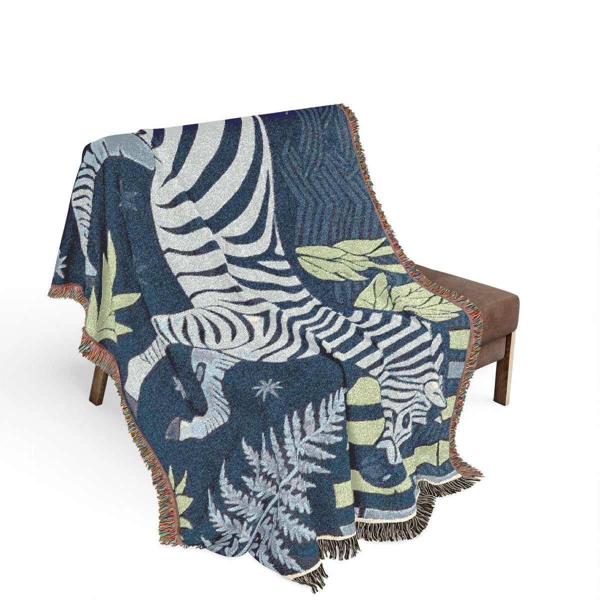 Zebra Jungle Woven Blanket | Tropical Safari Throw