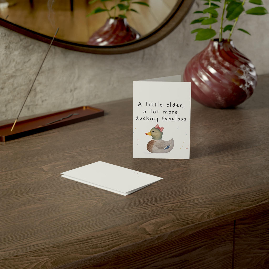 Watercolor Duck Birthday Card: Aging with Charm, Confetti Accents