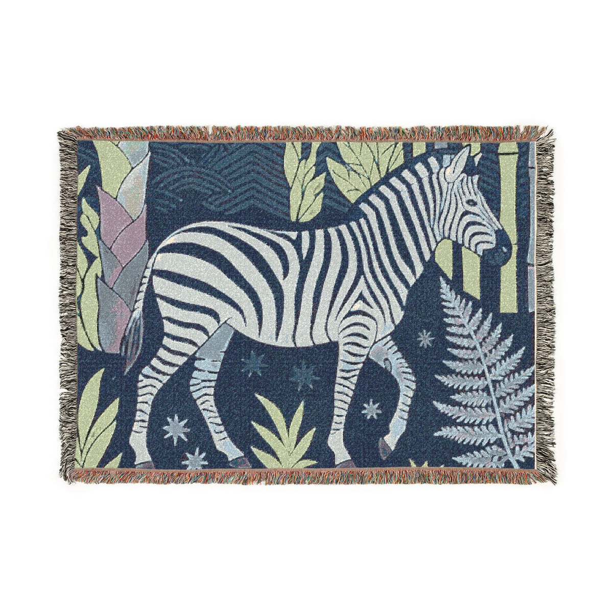 Zebra Jungle Woven Blanket | Tropical Safari Throw