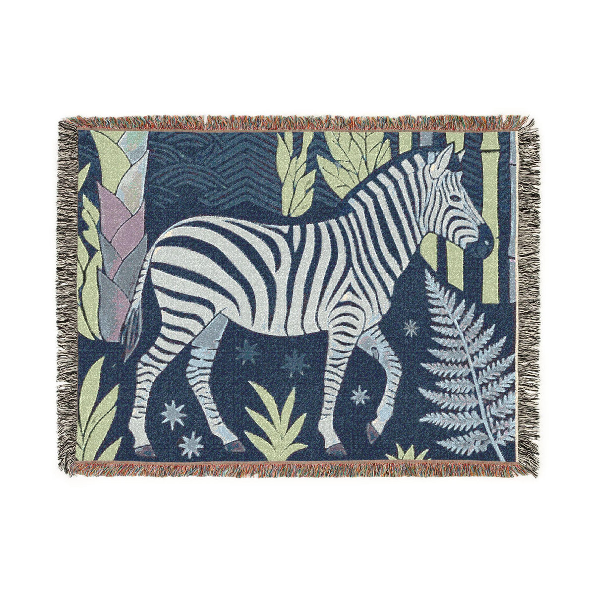 Zebra Jungle Woven Blanket | Tropical Safari Throw