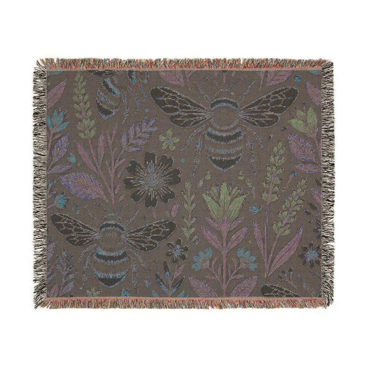 Bees and Wildflowers Woven Blanket | Bee Floral Throw