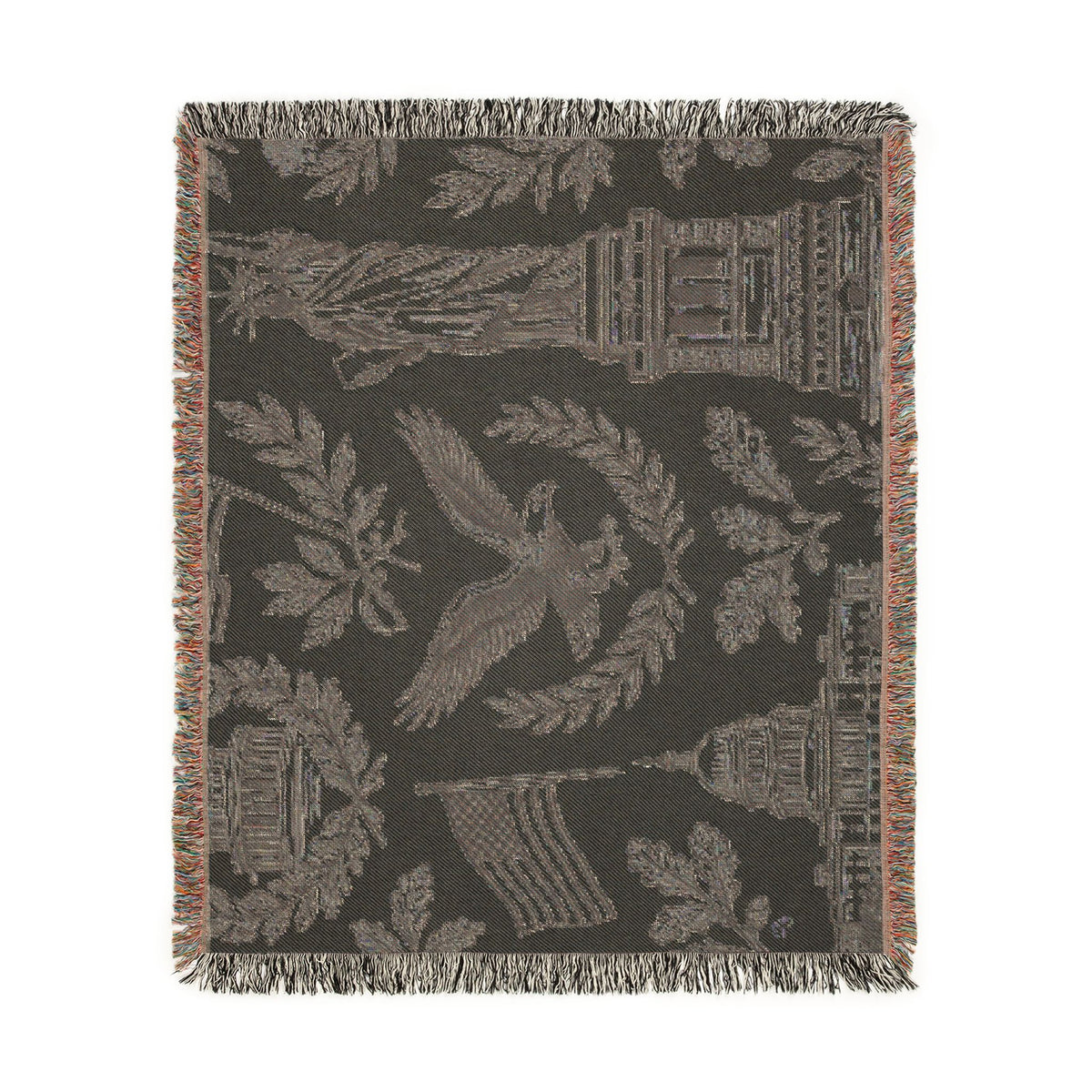 Patriotic Icons Woven Blanket | Statue of Liberty Eagle Capitol Flag USA 250 Throw 4th of July