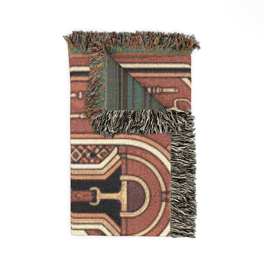Rustic Geometric Throw, Southwestern Equestrian Initial Tapestry
