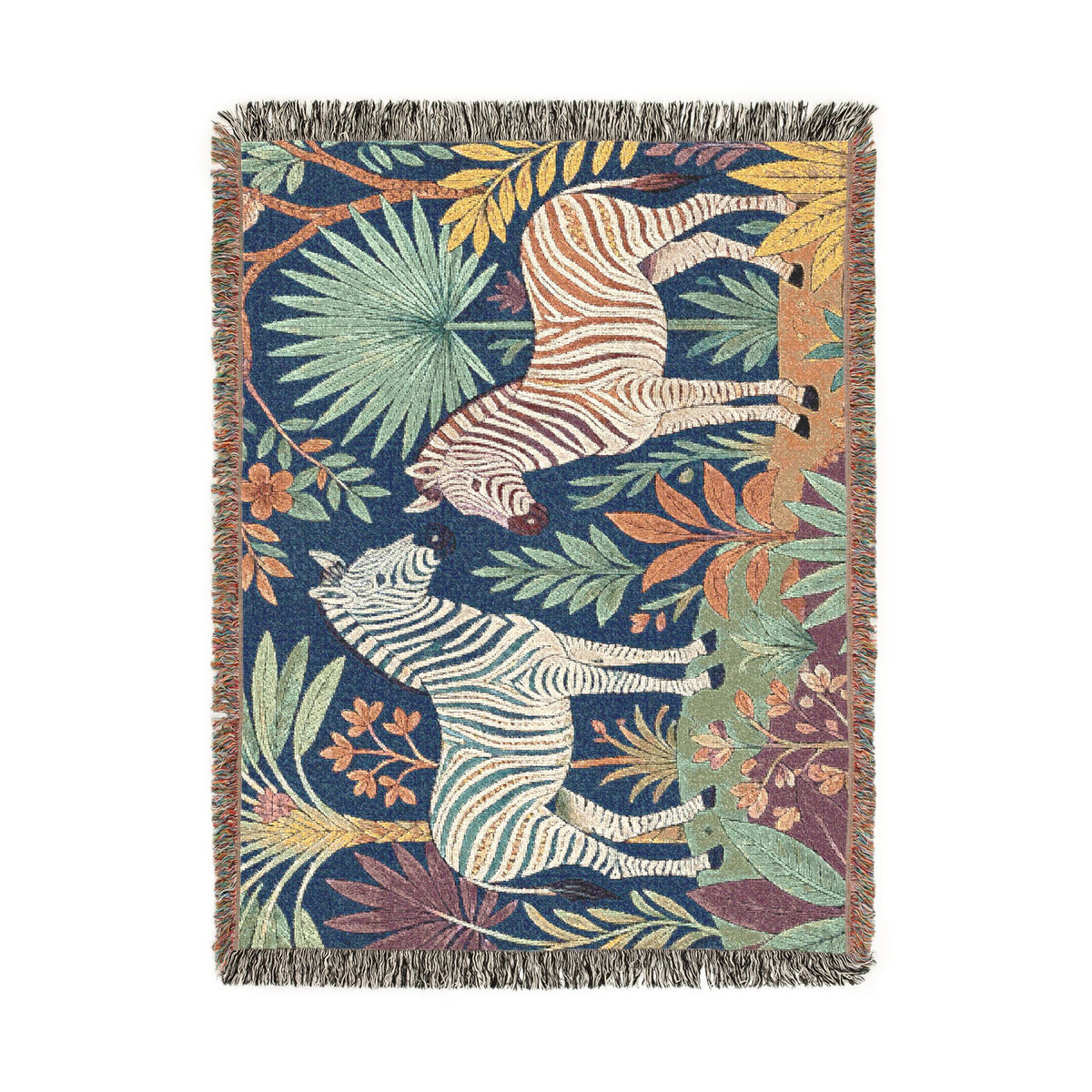 Jungle Zebra Tapestry Woven Blanket | Safari Animal Throw