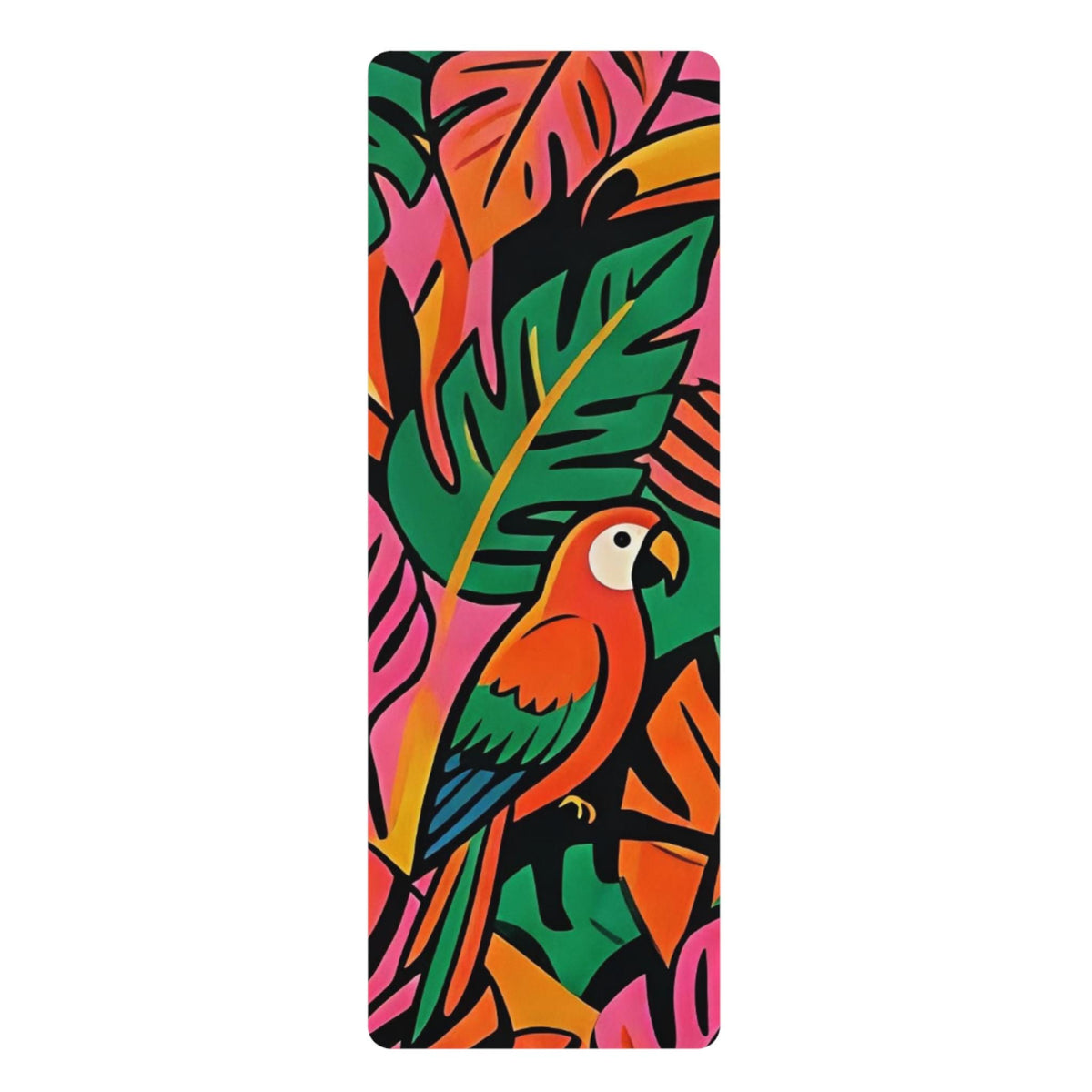 Tropical Parrot Print Yoga Mat | Rubber Non-Slip Exercise Mat