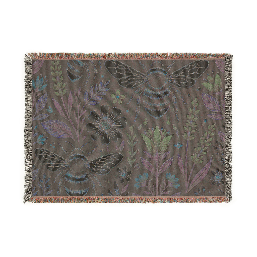 Bees and Wildflowers Woven Blanket | Bee Floral Throw