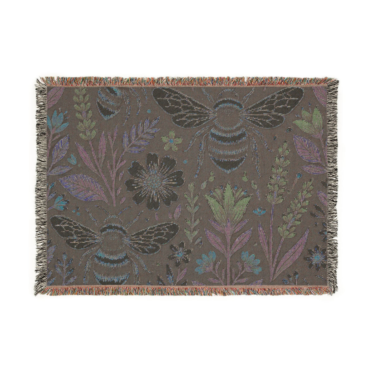 Bees and Wildflowers Woven Blanket | Bee Floral Throw