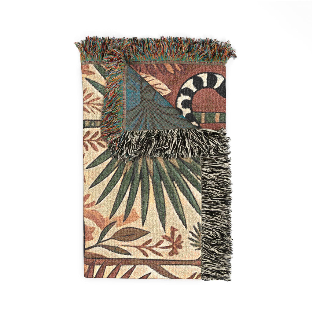 Leopard Jungle Tapestry Woven Blanket | Vintage Botanical Animal Throw