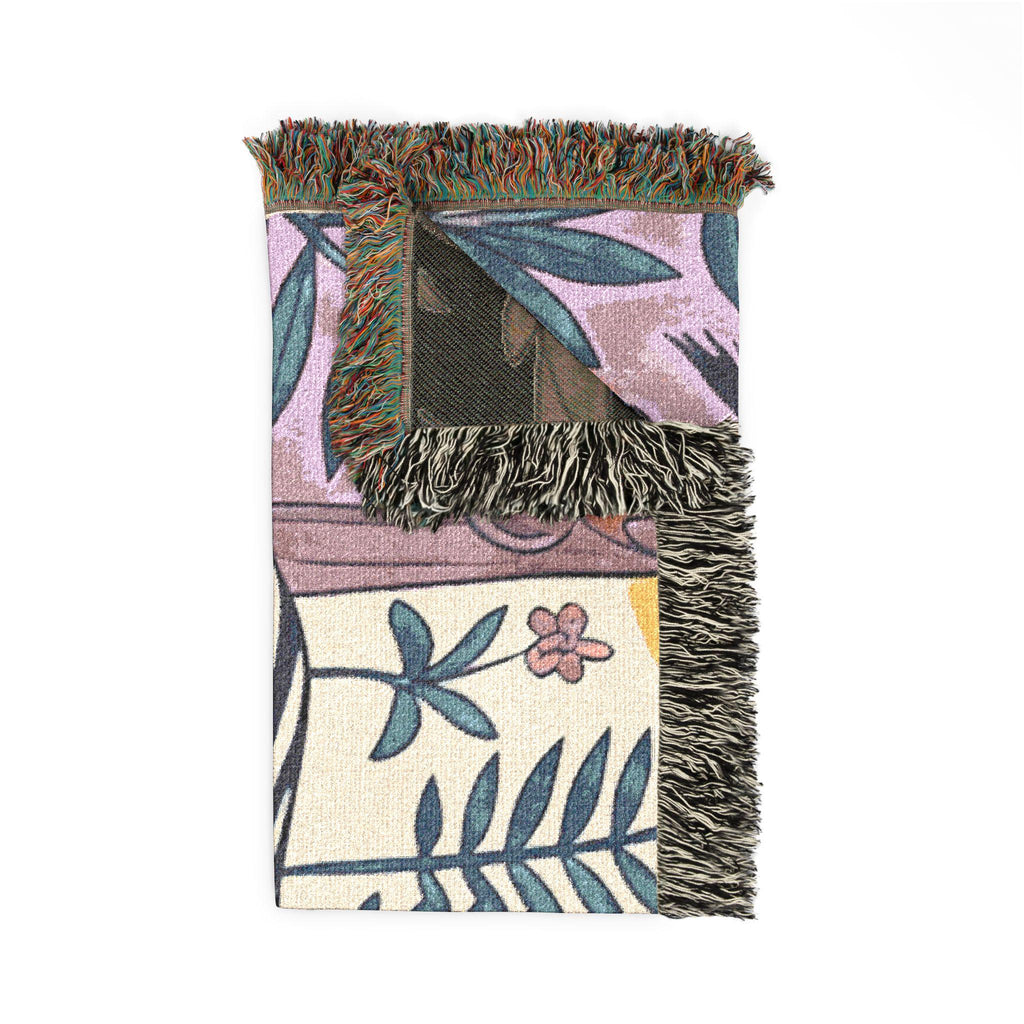 Zebra Jungle Illustration Woven Blanket | Botanical Animal Throw