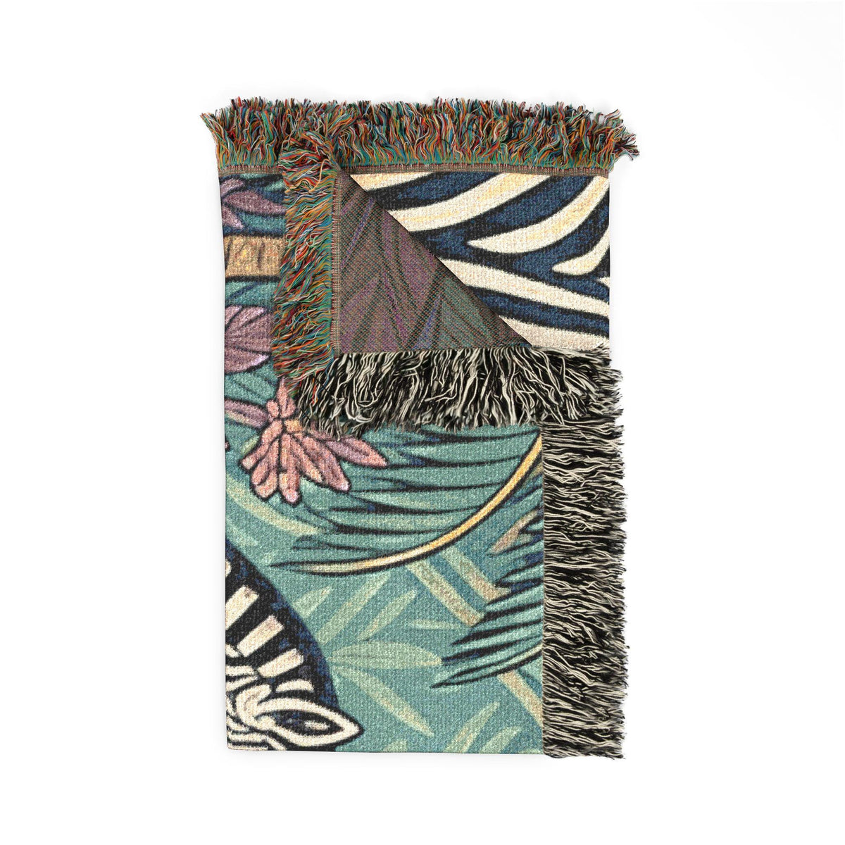 Zebra Jungle Illustration Woven Blanket | Safari Animal Throw
