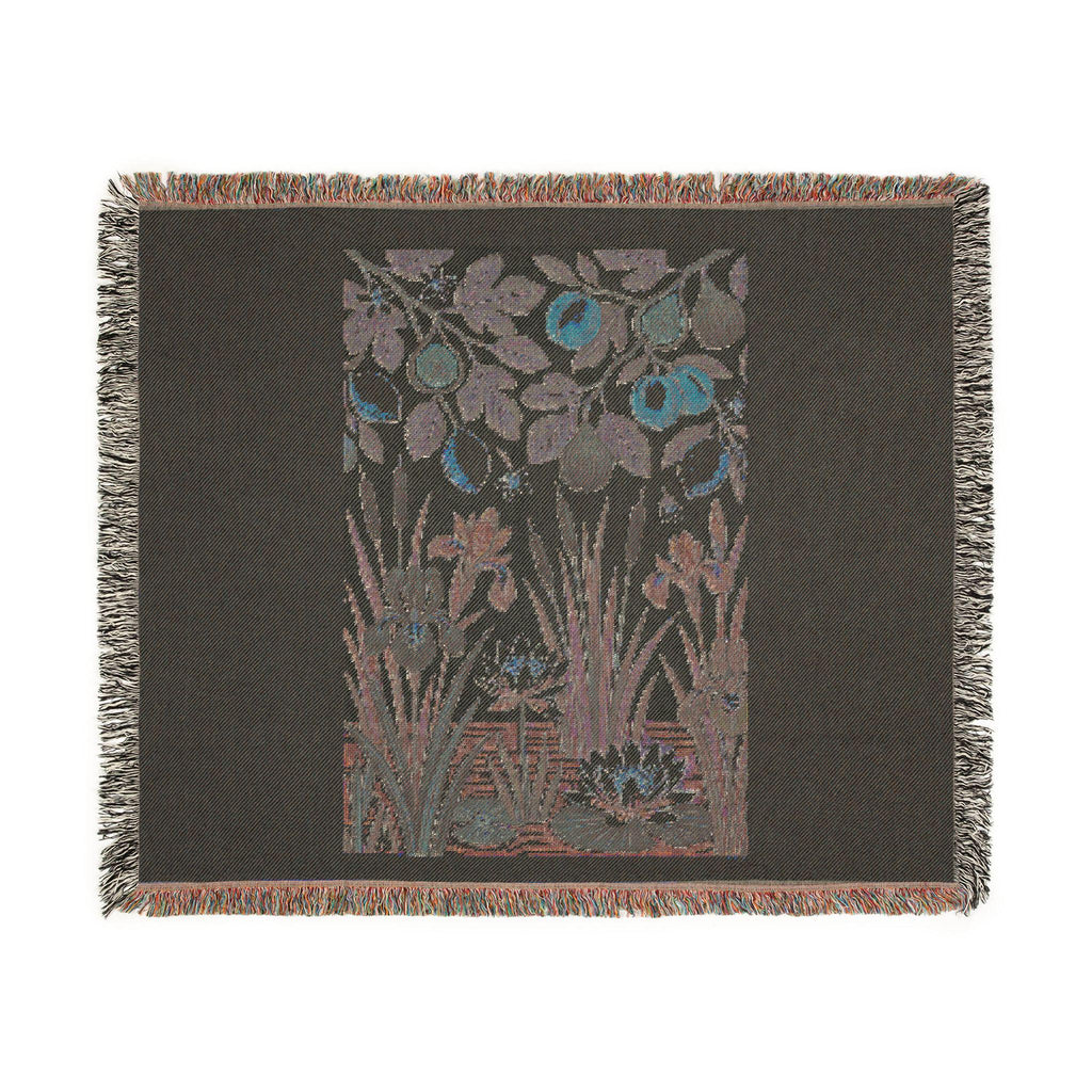 Botanical Panel Woven Blanket | Floral Fruit Tapestry Throw