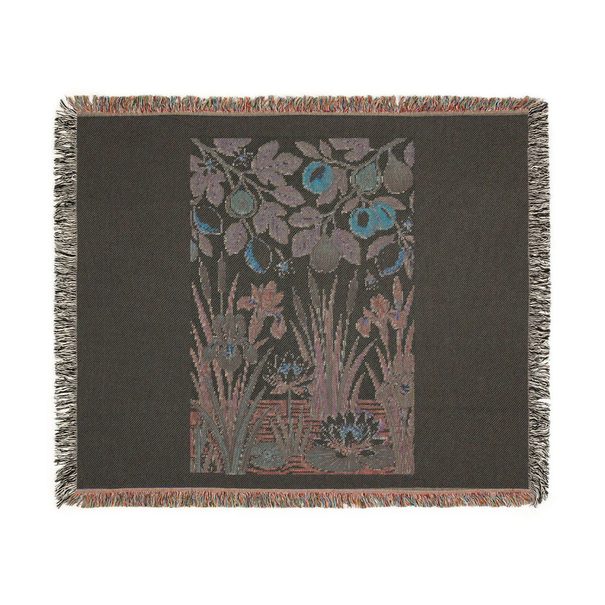 Botanical Panel Woven Blanket | Floral Fruit Tapestry Throw