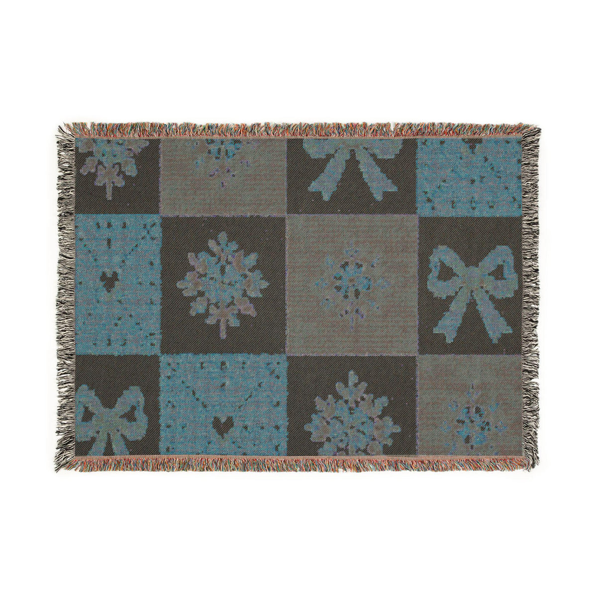 Floral Patchwork Bow Woven Blanket | Vintage Bouquet Throw