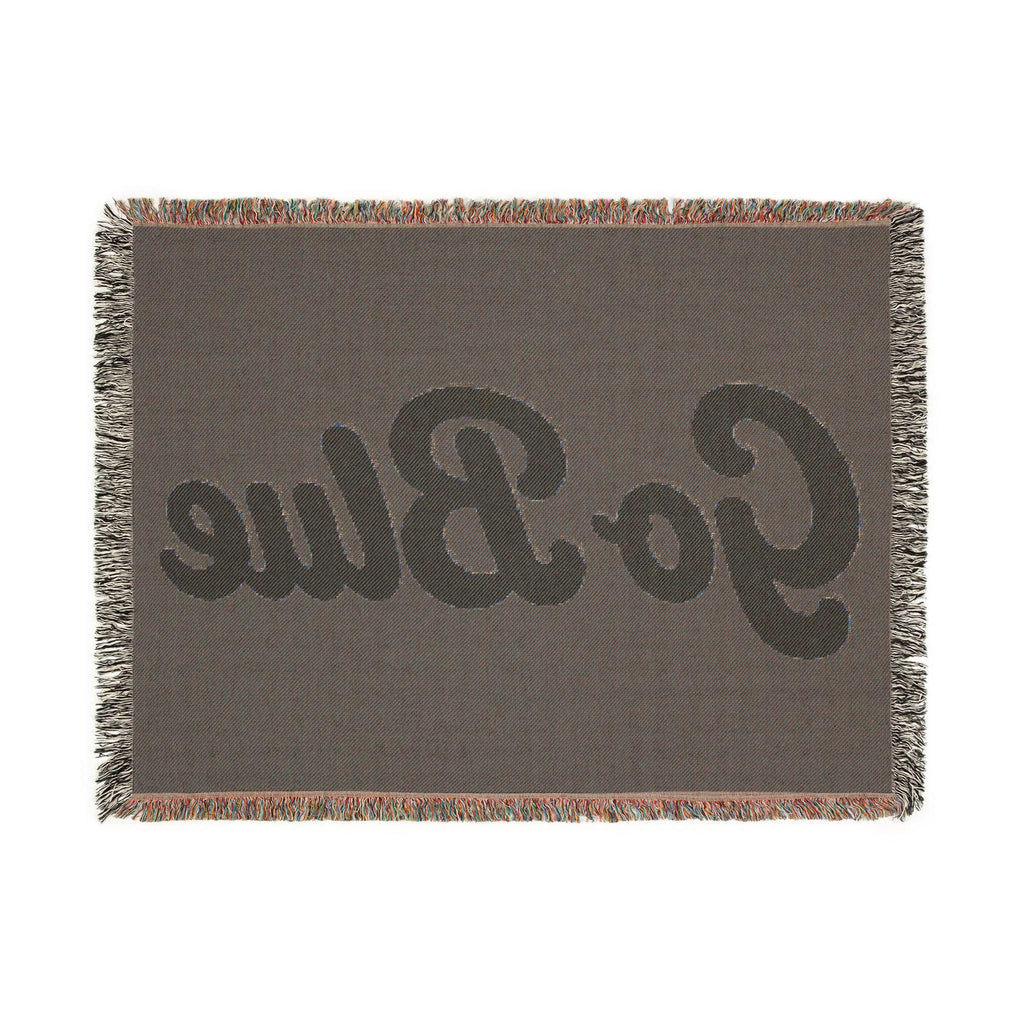 Go Blue script logo Woven Blanket | Collegiate navy and gold throw