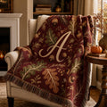 Autumn Oak Leaves Woven Blanket | Custom Fall Acorn Throw