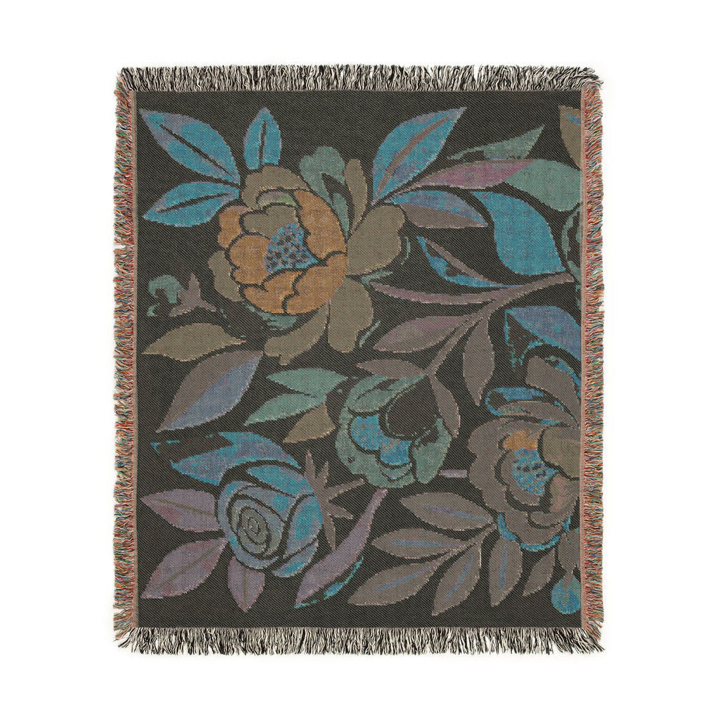 Floral Peony Tapestry Woven Blanket | Boho Floral Throw