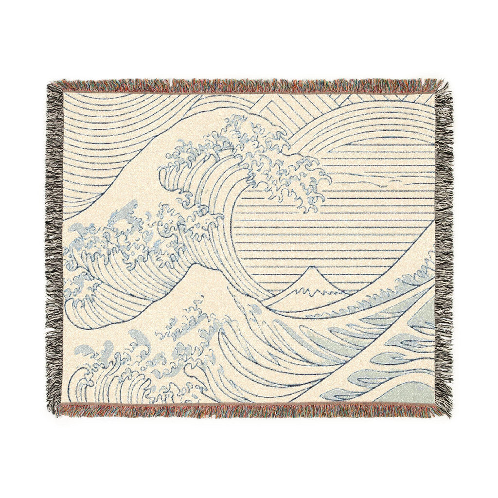 Wave Woven Blanket | Japanese Ocean Tapestry Throw