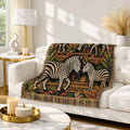 Zebra Tapestry Woven Blanket | African Safari Animal Throw