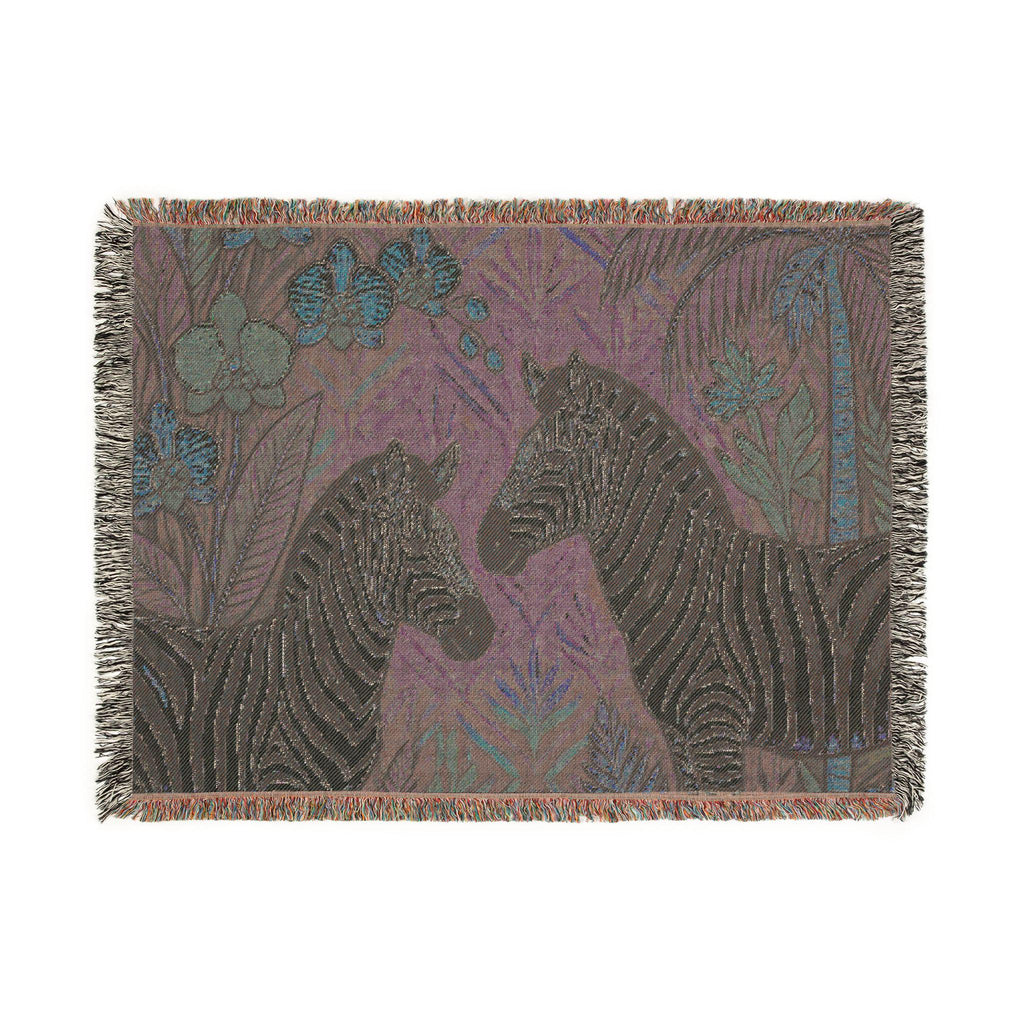 Zebra Jungle Illustration Woven Blanket | Safari Animal Throw