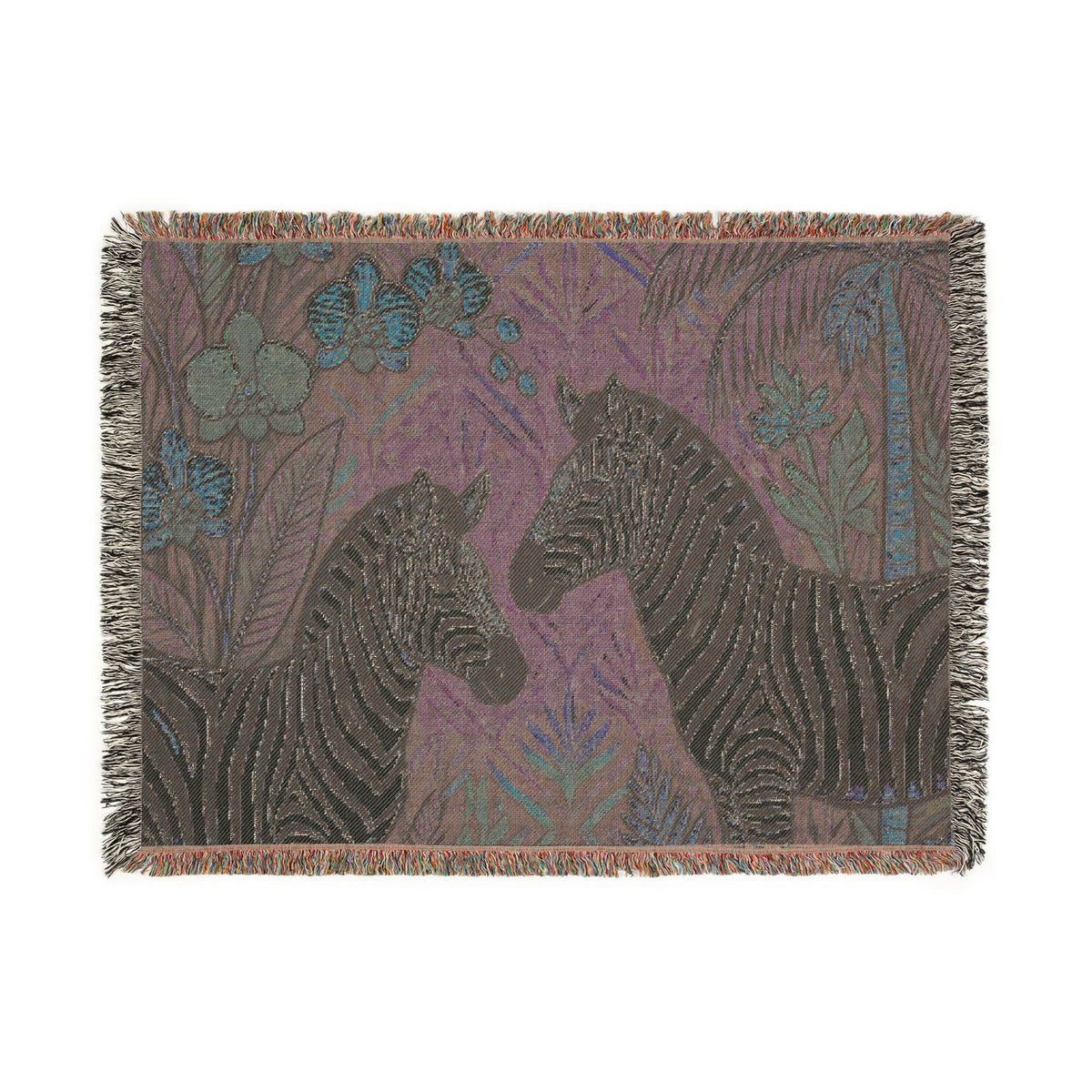 Zebra Jungle Illustration Woven Blanket | Safari Animal Throw