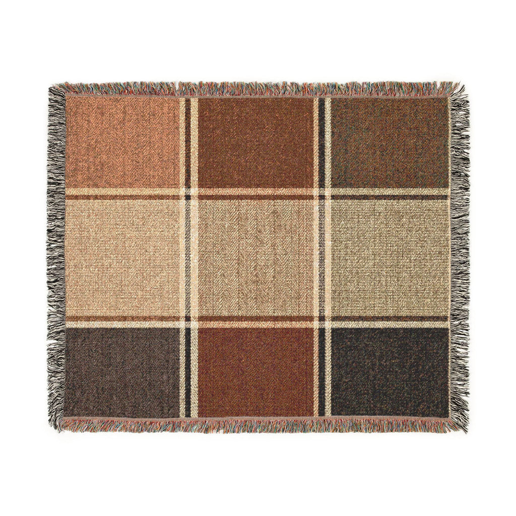 Plaid Patchwork Throw Blanket | Woven Fringe Cozy Living Room Decor