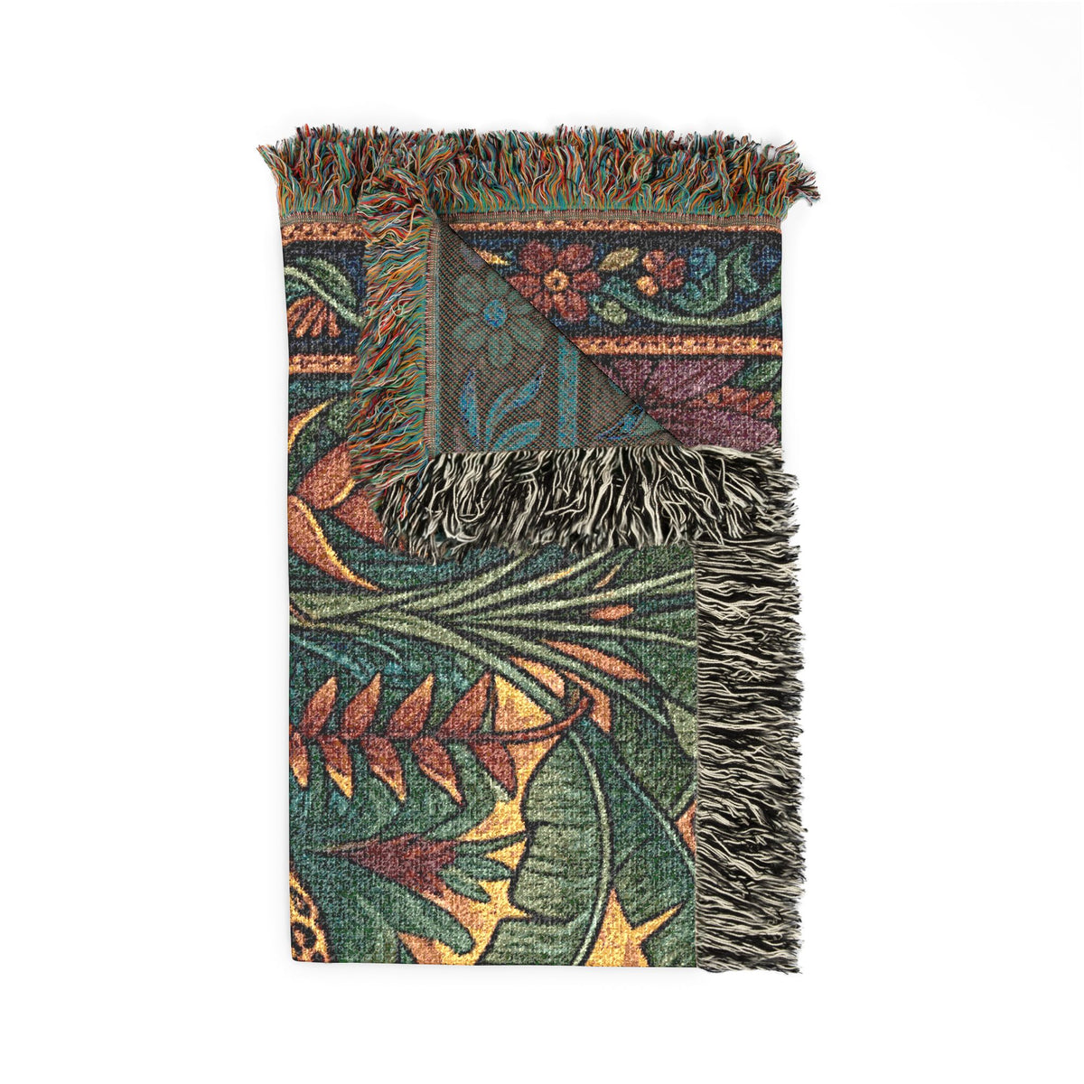 Jungle Leopard Woven Blanket | Tropical Floral Tapestry Throw