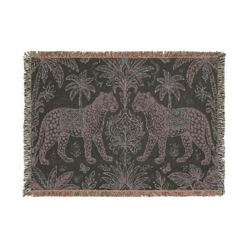Paisley Tiger Tapestry Woven Blanket | Boho Palm Motif