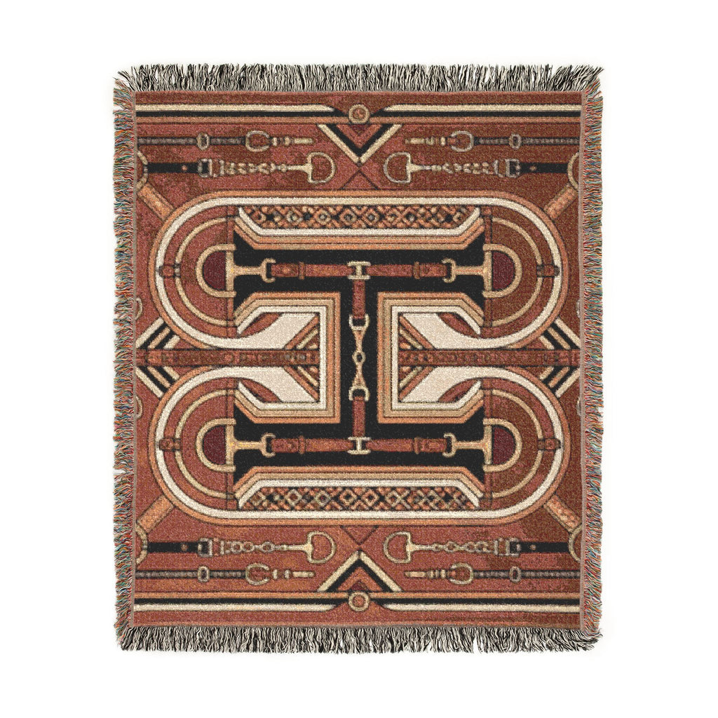 Rustic Geometric Throw, Southwestern Equestrian Initial Tapestry