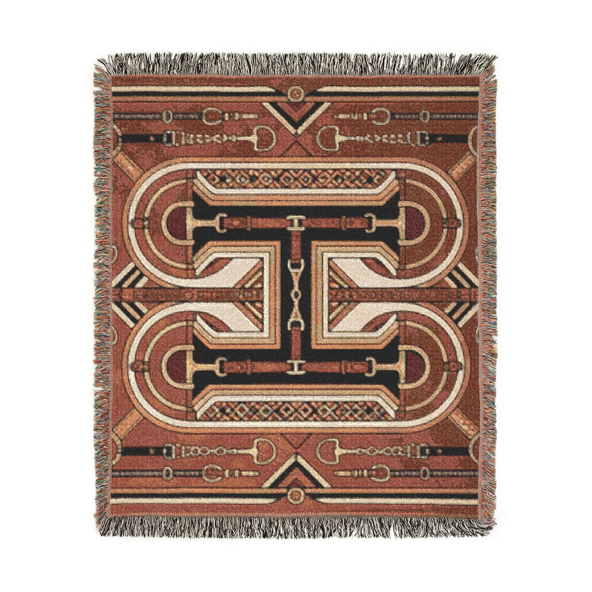 Rustic Geometric Throw, Southwestern Equestrian Initial Tapestry