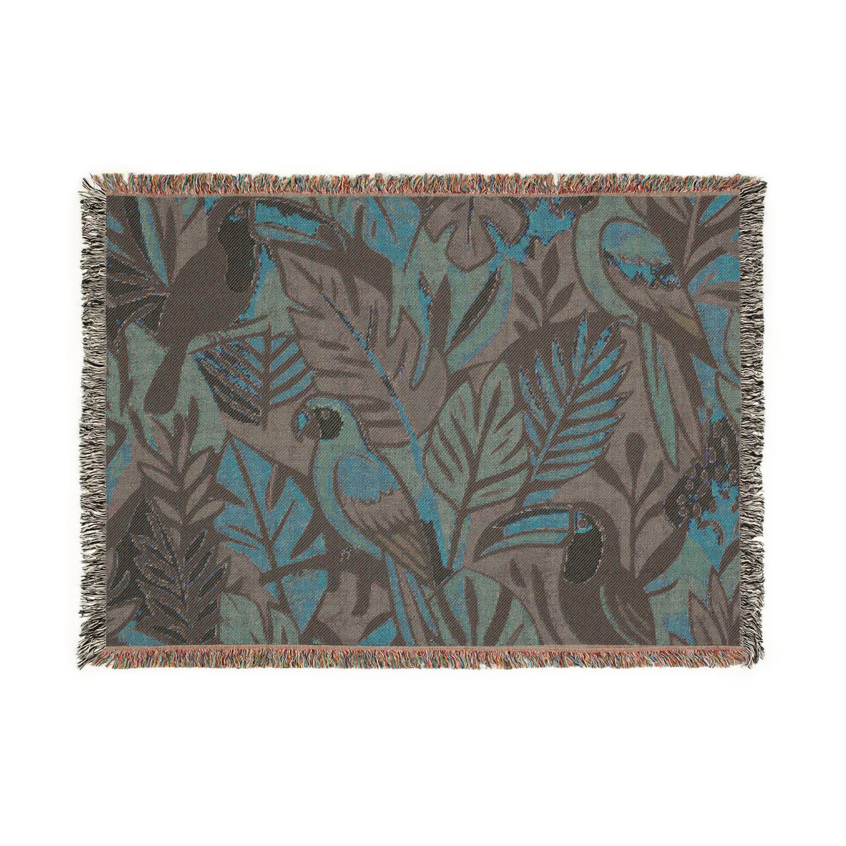 Bold Tropical Woven Blanket, Tropical Leaves Pattern Throw