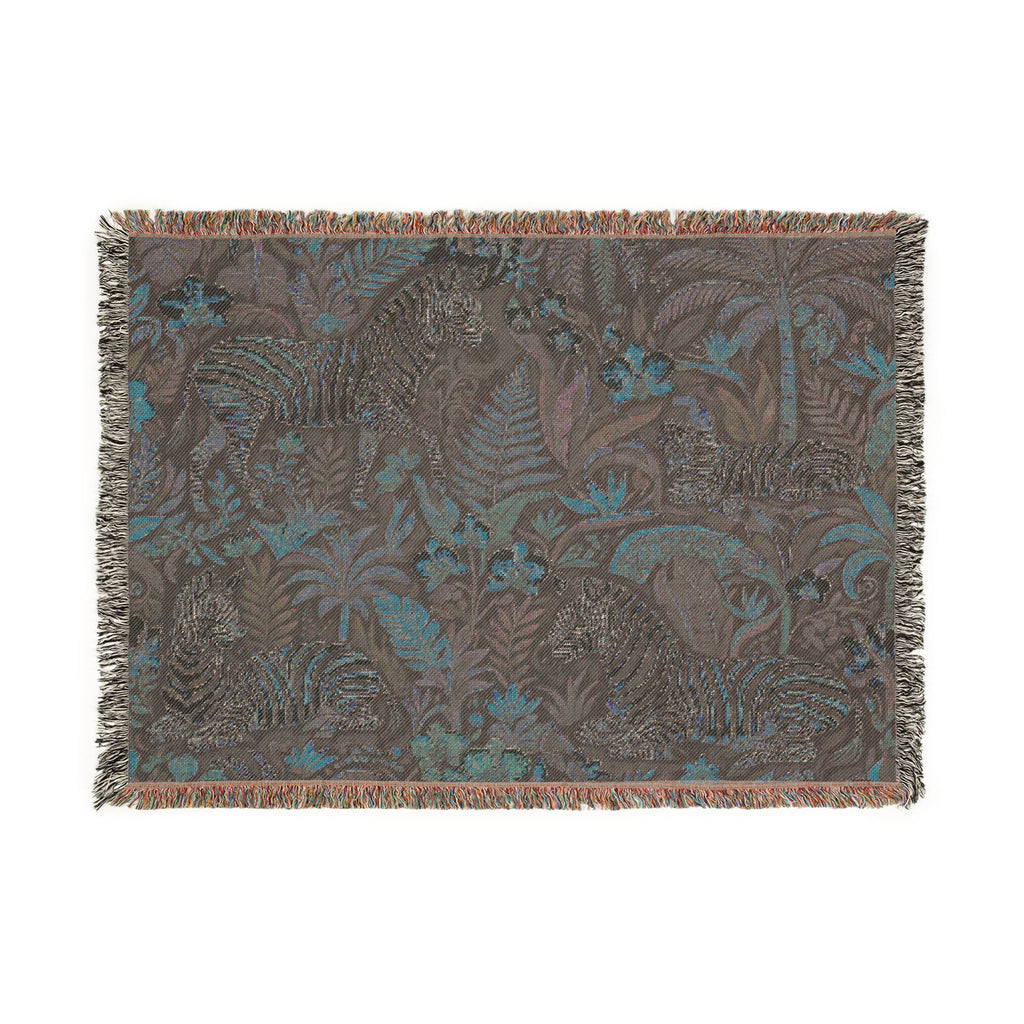 Jungle Zebra Tapestry Woven Blanket | Safari Animal Pattern Throw