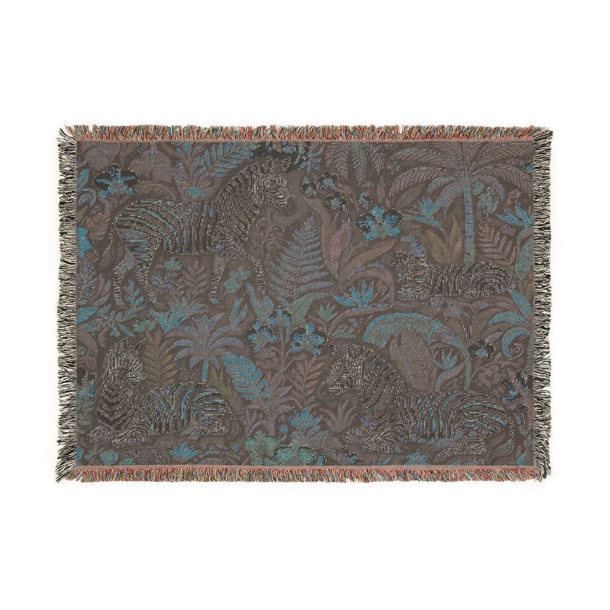 Jungle Zebra Tapestry Woven Blanket | Safari Animal Pattern Throw