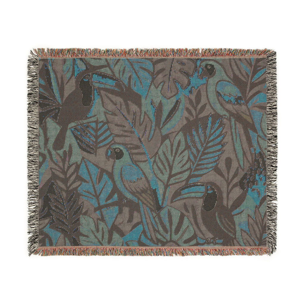 Bold Tropical Woven Blanket, Tropical Leaves Pattern Throw