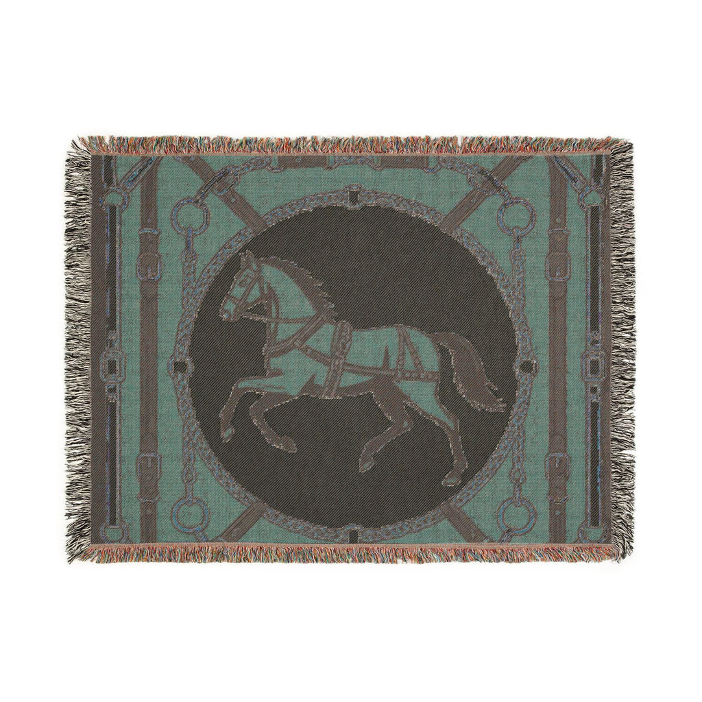 Equestrian Chic Woven Blanket | Horse Pattern Throw