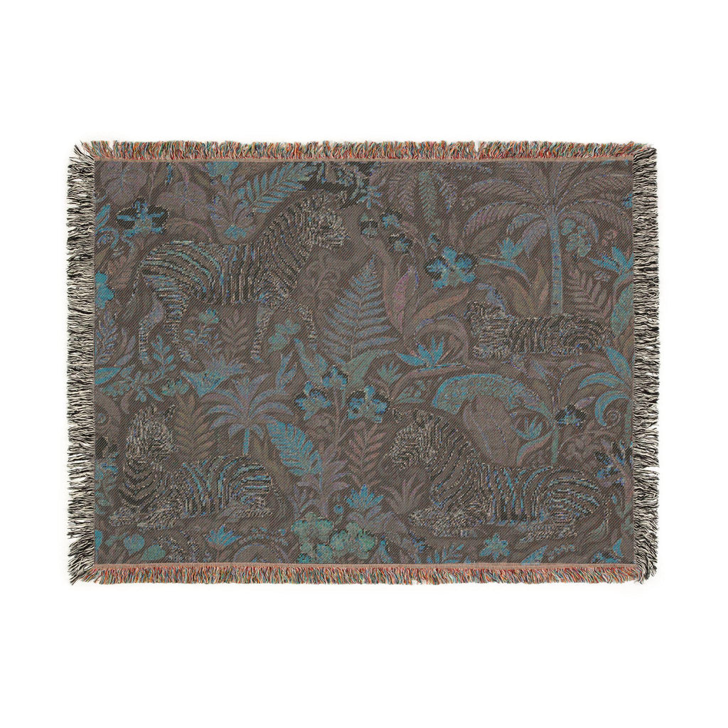 Zebra Jungle Tapestry Woven Blanket | Tropical Animal Throw