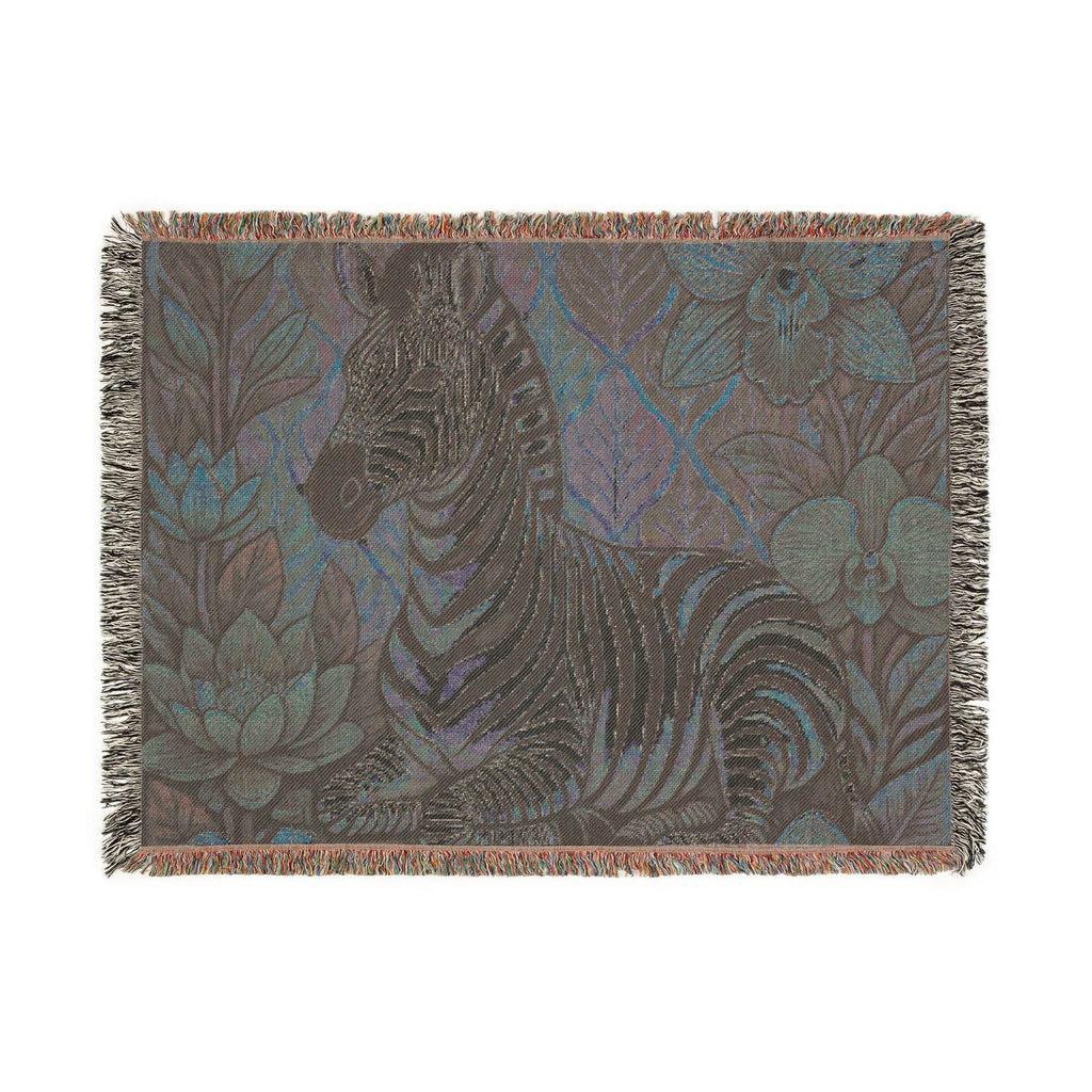 Zebra Floral Woven Blanket | Boho Safari Animal Throw