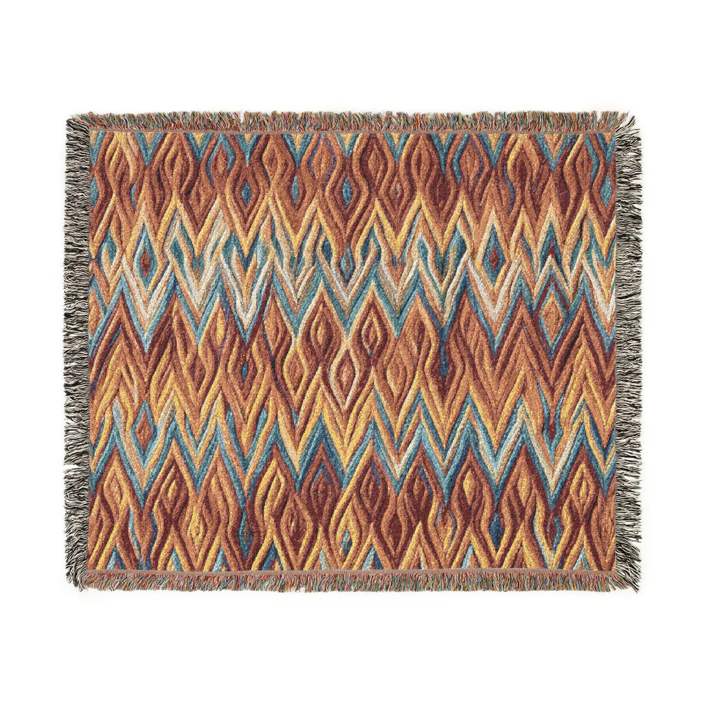 Southwestern Diamond Pattern Woven Blanket | Aztec Throw with Fringe