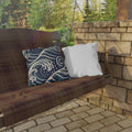 Navy Ocean Waves Outdoor Pillow | Coastal Wave Pattern Throw Pillow