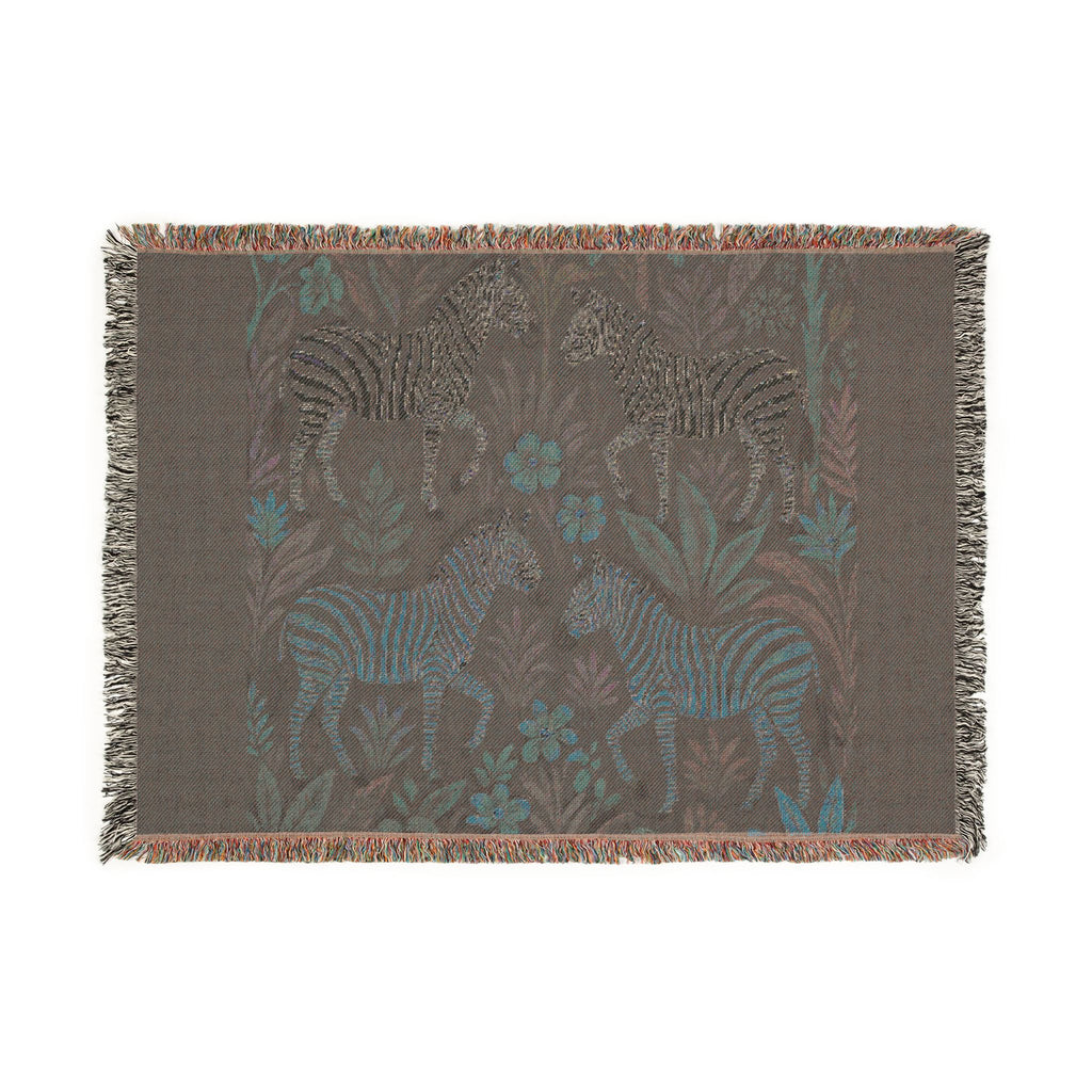 Zebra Jungle Tapestry Woven Blanket | Boho Animal Pattern