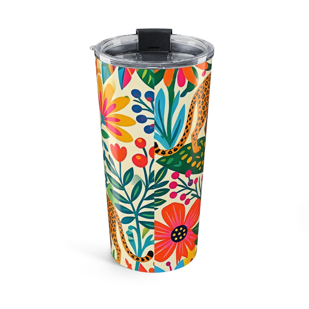 Tropical Leopard Floral Tumbler 20oz | Colorful Botanical Wildlife Design