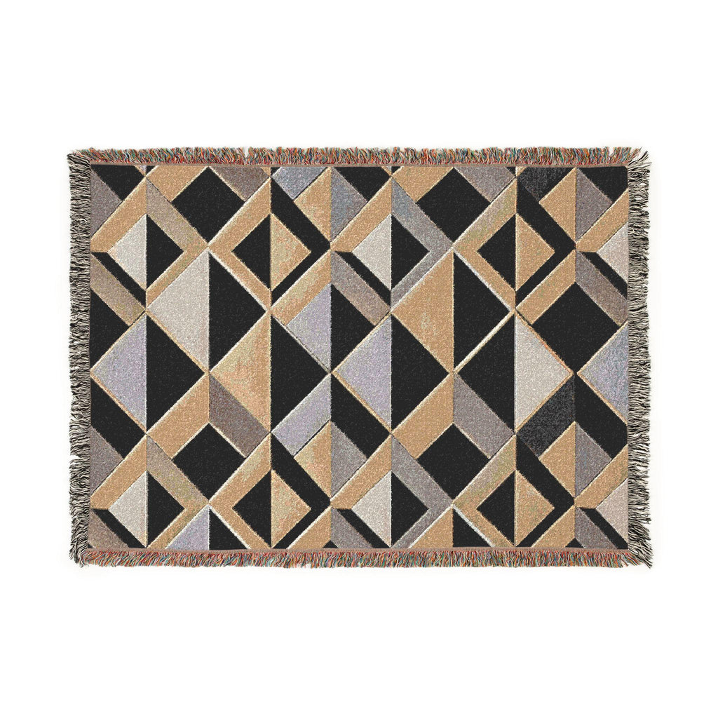 Geometric Art Deco Woven Blanket | Mid-Century Diamond Pattern Throw