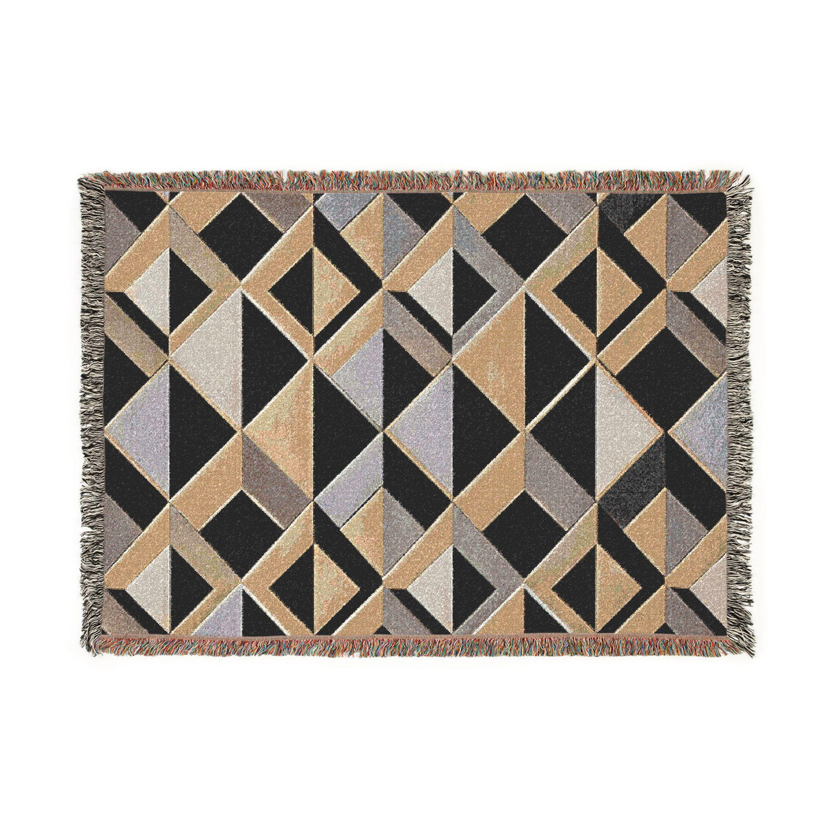 Geometric Art Deco Woven Blanket | Mid-Century Diamond Pattern Throw