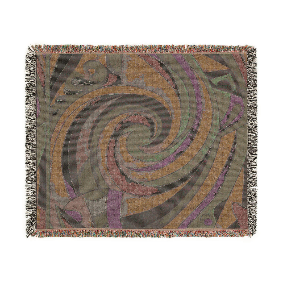Swirling Abstract Spiral Woven Blanket | Geometric Mosaic Throw