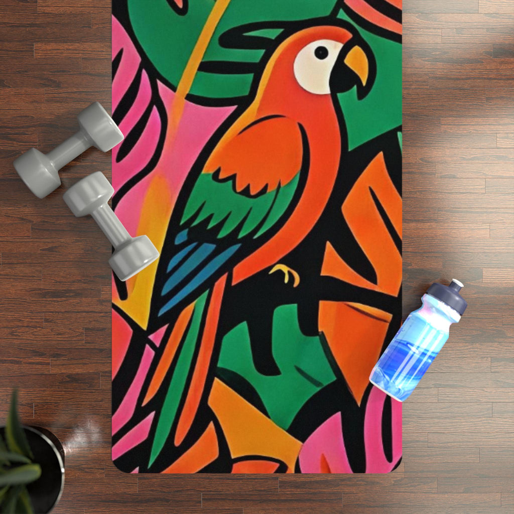 Tropical Parrot Print Yoga Mat | Rubber Non-Slip Exercise Mat