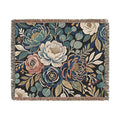 Modern Floral Woven Blanket | Botanical Pattern Throw, Neutral Home Decor