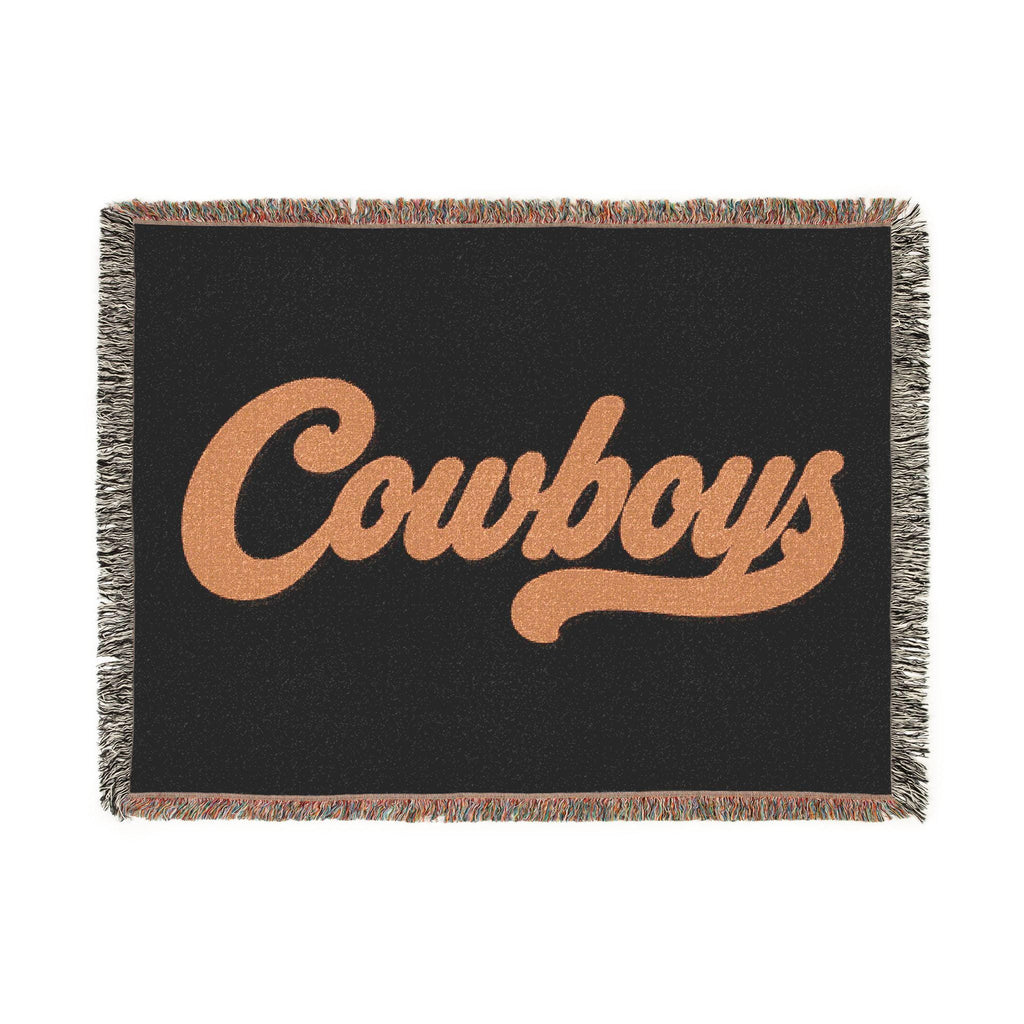Cowboys Script Woven Blanket | Retro Script Throw, Western Team Decor